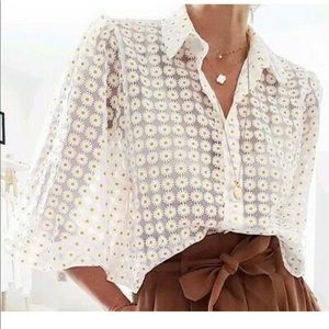 Zara daisy organza blouse size L